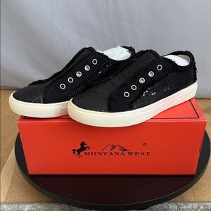 Montana West Black Sequin Casual Shoes